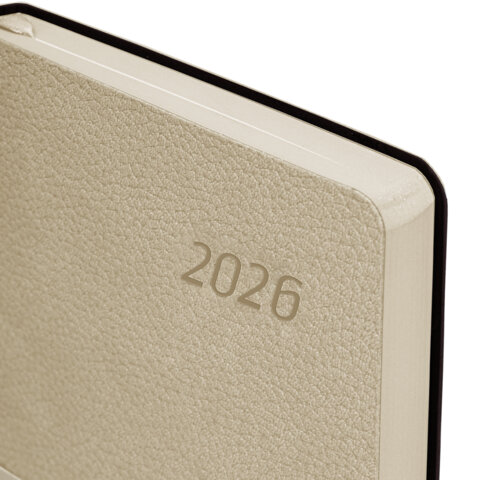 Ежедневник датированный 2026 А5 138x213 мм, BRAUBERG "Stylish", под кожу, гибкий, бежевый, 117104 - фото 3