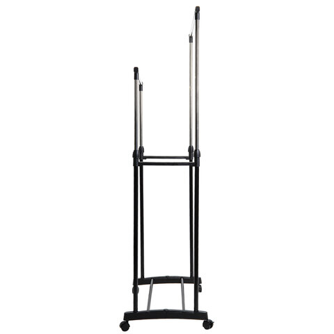 Вешалка для плечиков двухъярусная BOOMHOUSE (БУМХАУС) GR-003 (900-1600x800x400 мм), пластик/металл, черный/хром, 701438 - фото 5