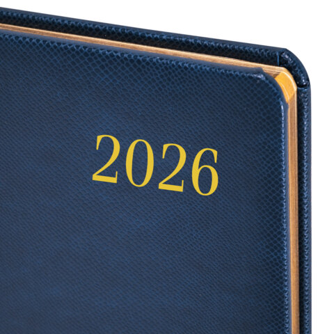 Еженедельник датированный 2026, А5, 145х215 мм, BRAUBERG "Iguana", под кожу, синий, 117170 - фото 4