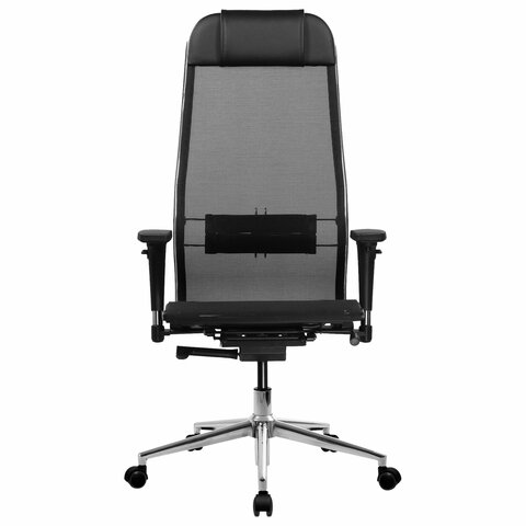 Кресло МЕТТА "ErgoLife" 10 B1-104D, хром, синхромеханизм, 2D-подлокотники, прочная сетка, черное - фото 4