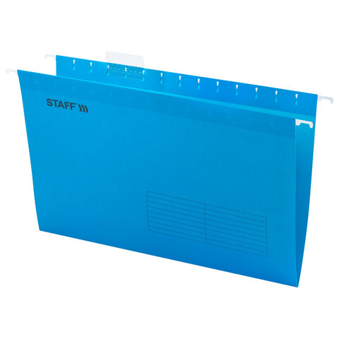 Подвесные папки А4/Foolscap (404х240 мм) до 80 л., КОМПЛЕКТ 10 шт., синие, картон, STAFF, 270933 - фото 1