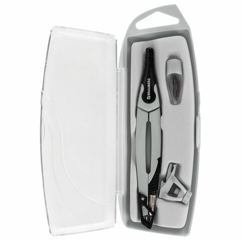 Готовальня BRAUBERG ULTRA, 4 предмета: циркуль 135 мм, запасные грифели, насадка, графитовый цвет, 210821 - фото 12