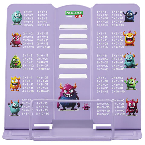 Подставка для книг и учебников большая BRAUBERG KIDS "Monsters" с таблицей умножения, регулируемый угол наклона, металлическая, 238964 - фото 4