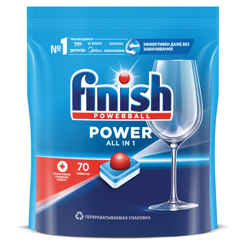 Таблетки для посудомоечных машин 70 шт. FINISH Power "All in 1", 3213237 - фото 1