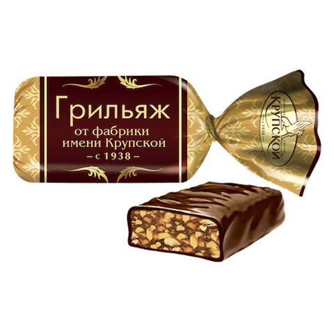 Грильяж в глазури ФАБРИКА ИМ. КРУПСКОЙ на основе арахиса и фундука, 1000 г - фото 1