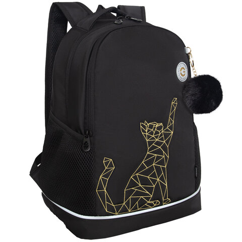 Рюкзак GRIZZLY школьный, анатомическая спинка, 2 отделения, для девочек, "GOLD CAT", 38х28х18 см, RG-563-2/1 - фото 1