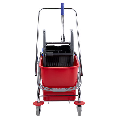 Тележка уборочная BRABIX, 2 съемных ведра 25 л, механический отжим, металлический каркас, 601499 - фото 5