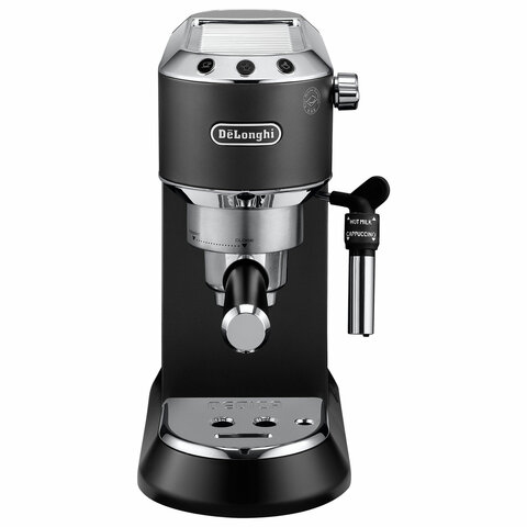 Кофеварка рожковая DELONGHI Dedica EC685.BK, 1350 Вт, объем 1,1 л, ручной капучинатор, черная - фото 1