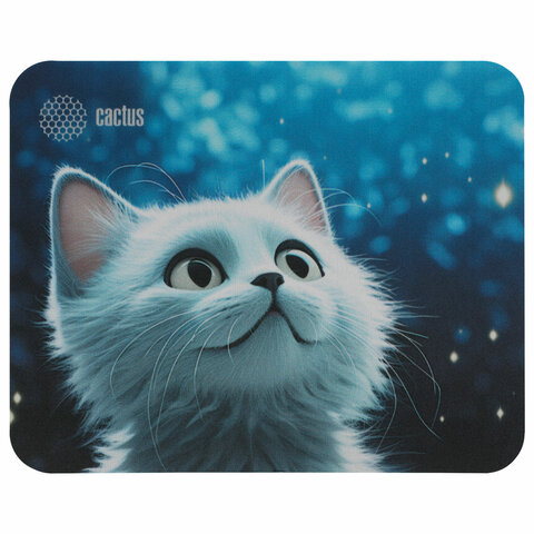 Коврик для мыши CACTUS "White Cat", 220x180x2 мм, CS-MP-P06XS - фото 1