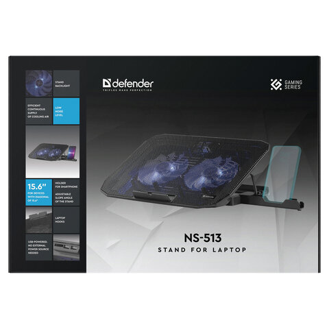 Подставка для ноутбука DEFENDER NS-513 15.6", 2 USB, держатель для смартфона, 2 вентилятора, 29513 - фото 5