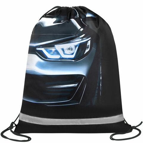 Мешок для обуви BRAUBERG KIDS, светоотражающая полоса, 46х36 см, "Dark car", 273439 - фото 1