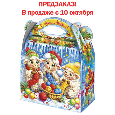 Подарок новогодний "ПОСИДЕЛКИ НА НОВЫЙ ГОД", НАБОР конфет 700 г, картонная коробка, МОСУПАК, 13074/МГ26003 - фото 1