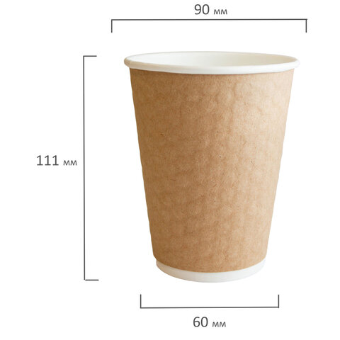 Стакан одноразовый бумажный 300/410 мл, D 90 мм, КОМПЛЕКТ 20 шт., двухслойный с конгревом "Соты" КРАФТ, холодное/горячее, ПАПЕРСКОП, 325006 - фото 2