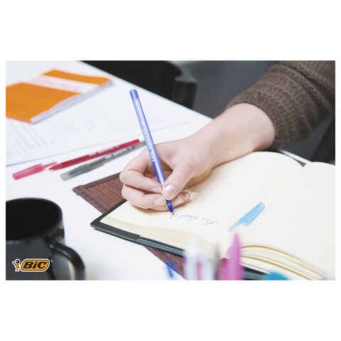 Ручки шариковые BIC "Round Stic", НАБОР 8 шт., СИНИЕ, узел 1 мм, линия письма 0,32 мм, пакет, 928497 - фото 6