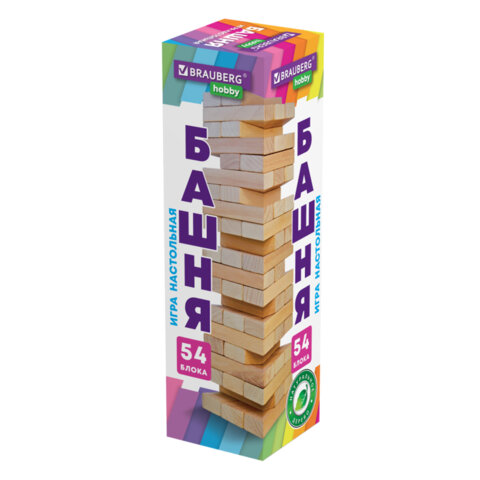 Игра настольная "БАШНЯ", 54 деревянных блока, BRAUBERG HOBBY, 665492 - фото 2