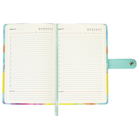 Ежедневник недатированный А5 138х213 мм BRAUBERG "Nebula", под кожу, застежка, 160 л., зелёный микс, 116237 - фото 12