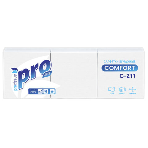 Салфетки бумажные 500 шт., 23х23 см, PROtissue COMFORT, "Big Pack", белые, КОМПЛЕКТ 10 пачек, С211 - фото 3