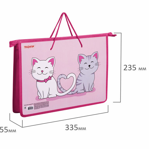 Папка на молнии с ручками ПИФАГОР А4, 1 отделение, пластик, ручки-шнурок, "Best Buds", 271469 - фото 4