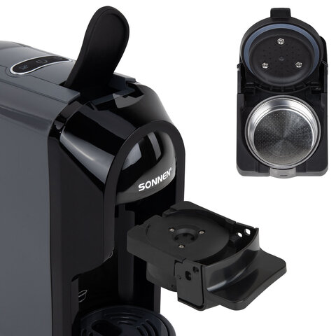 Кофемашина капсульная 3 в 1 для молотого кофе и капсул DOLCE GUSTO и NESPRESSO, SONNEN CM510G, 1450 Вт, 0,6 л, графит, 457339 - фото 16