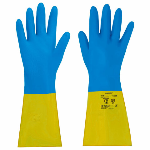 Перчатки латексно-неопреновые КЩС, ULTRA NEOPRENE, химически устойчивые, размер 7-7,5 S (малый), RABBITEX (РАББИТЕКС), 701113 - фото 2