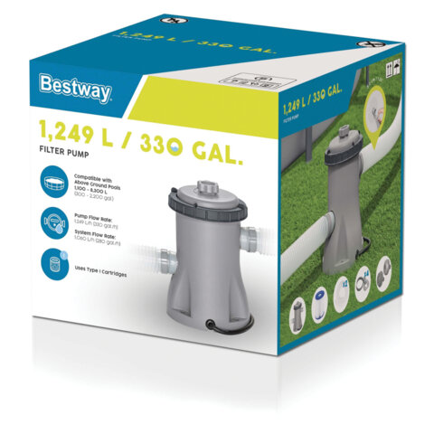 Картриджный фильтр-насос 1249 л/ч, картридж I, для бассейнов от 183 до 366 см, BESTWAY, 58381 - фото 1