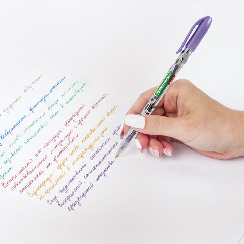 Ручки гелевые МЕТАЛЛИК BRAUBERG KIDS "CUTE ANIMALS", НАБОР 6 ЦВЕТОВ, корпус с печатью, узел 1 мм, линия письма 0,7 мм, 144440 - фото 9