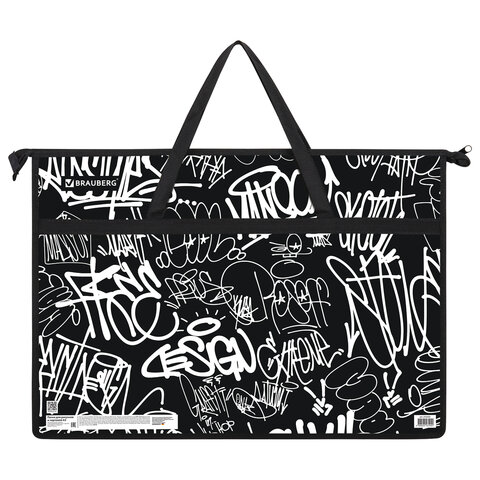 Папка для рисунков и чертежей с ручками BRAUBERG А3, пластик, молния сверху, "Graffiti", 272233 - фото 3