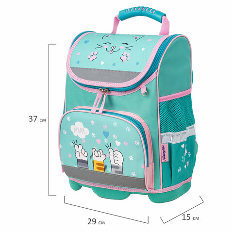 Ранец ЮНЛАНДИЯ WISE, 1 отделение, 3 кармана, устойчивое дно, "Soft paws", 37х29х15 см, 229946 - фото 8