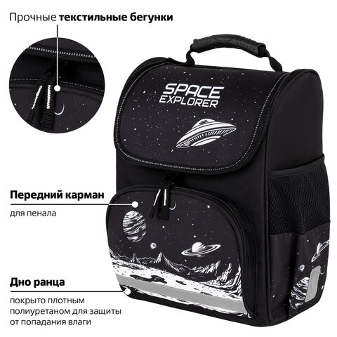 Ранец ПИФАГОР BASIC, 1 отделение, 3 кармана, эргономичная спинка, "Space invader", 35х28х18 см, 273140 - фото 13