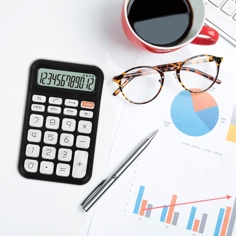 Калькулятор настольный BRAUBERG KW-500-BK (93x148 мм), 3D-кнопки, 12 разрядов, черный, 272954 - фото 7