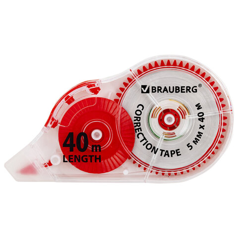 Корректирующая лента BRAUBERG EXTRA LENGTH, 5 мм х 40 м, механизм перемотки, корпус прозрачный, блистер, 272502 - фото 2