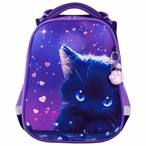 Ранец BRAUBERG PREMIUM, 2 отделения, с брелоком, "Anime cat", 38х29х16 см, 272017 - фото 2