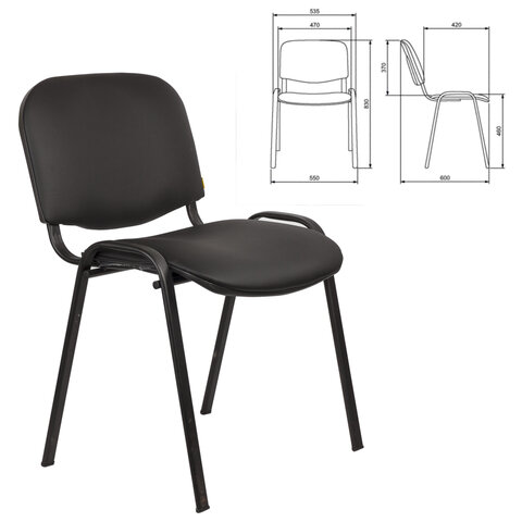Стул для персонала и посетителей "ИЗО", черный каркас, кожзаменитель черный, Z-11 - фото 1