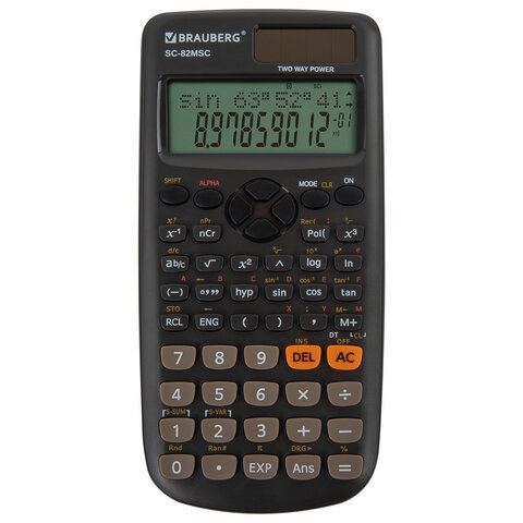 Калькулятор инженерный BRAUBERG SC-82MSС (165х84 мм), 240 функций, 10+2 разрядов, двойное питание, 271722 - фото 1
