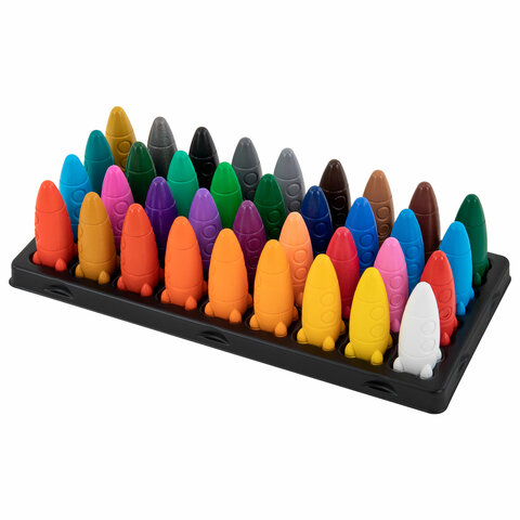 Восковые мелки фигурные BRAUBERG KIDS "РАКЕТА", НАБОР 36 цветов + НАКЛЕЙКИ В ПОДАРОК, 273084 - фото 4