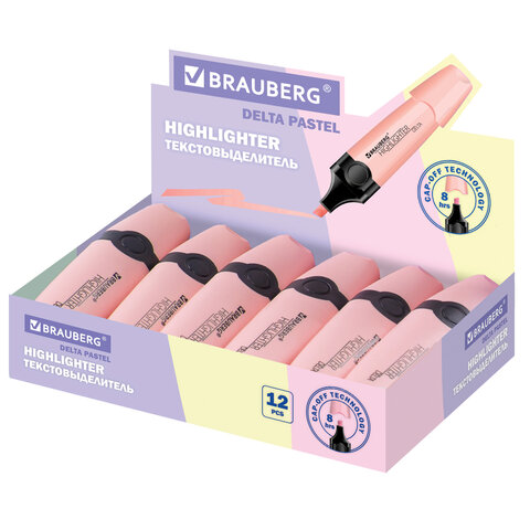 Текстовыделитель BRAUBERG "DELTA PASTEL", ПАСТЕЛЬНЫЙ РОЗОВЫЙ, линия 1-5 мм, 151731 - фото 10