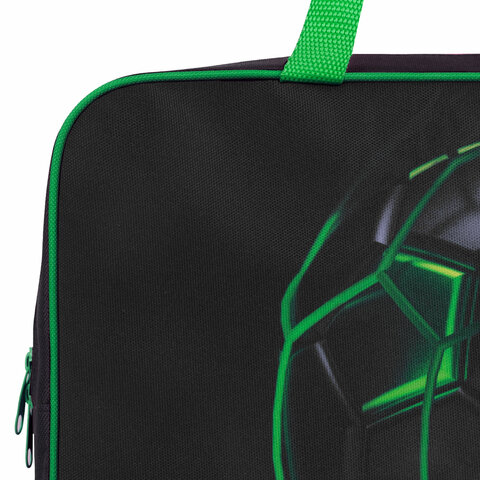 Папка на молнии с ручками BRAUBERG KIDS А4, 1 отделение, полиэстер, 80 мм, "Green ball", 272123 - фото 4
