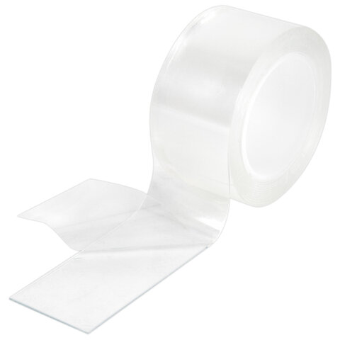 Многоразовая двухсторонняя прозрачная крепежная лента, скотч NANO tape, 2 м x 3 см, толщина 1 мм, WBZ (ВБЗ), 700425 - фото 5