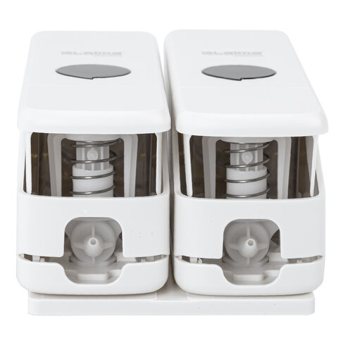 Дозатор двойной 2 х 0,3 л для жидкого мыла/шампуня/геля LAIMA PREMIUM, НАЛИВНОЙ, белый, ABS-пластик, 609499 - фото 7