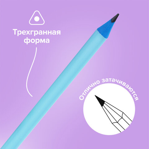 Набор карандашей чернографитных с ластиком BRAUBERG "PASTEL" 12 шт., HB, 181997 - фото 11