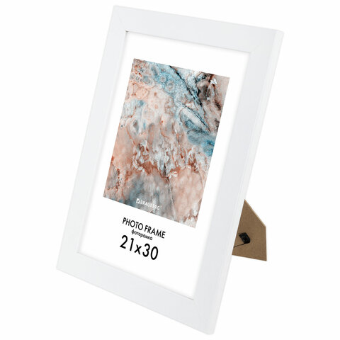 Рамка 21х30 см небьющаяся, КОМПЛЕКТ 3 шт., багет 29 мм, МДФ, BRAUBERG "Basic", белая, 391260 - фото 6