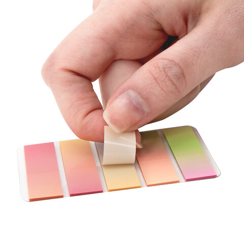 Закладки клейкие пастельные BRAUBERG GRADE PASTEL 45х12 мм, 100 штук (5 цветов х 20 листов), 116689 - фото 3
