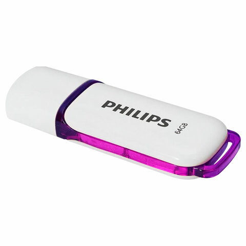 Флеш-диск 64 GB PHILIPS SNOW, разъем USB 2.0, фиолетовый, FM64FD70B/97 - фото 1