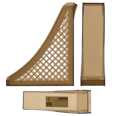 Лоток вертикальный для бумаг BRAUBERG ECO, 240х80х290 мм, сетчатый, дымчатый, 239015 - фото 6