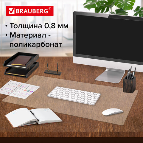 Коврик-подкладка настольный сверхпрочный 600х1200 мм, прозрачный, 0,8 мм, BRAUBERG, рулон, 238302, 1308061200 - фото 6