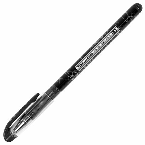 Ручка гелевая BRAUBERG "Profi-Gel PRO", ЧЕРНАЯ, линия письма 0,4 мм, игольчатый наконечник 0,5 мм, печать на корпусе, 144124 - фото 2
