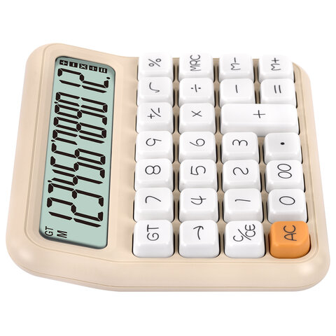 Калькулятор настольный BRAUBERG KW-1000-BG (152x132 мм), 3D-кнопки, 12 разрядов, бежевый, 272957 - фото 5