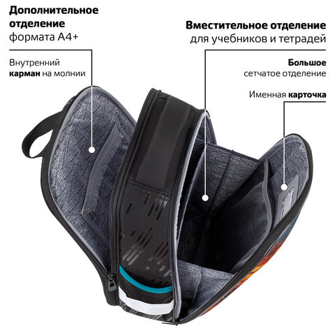 Ранец BRAUBERG FIT, 2 отделения, Speed increase, 38х27х14 см, 273109 - фото 20