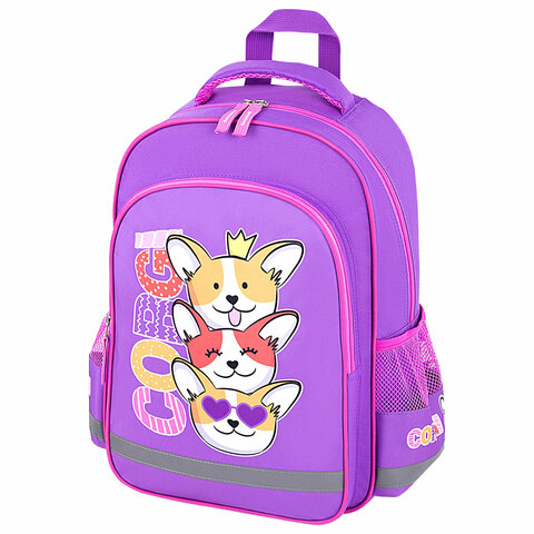 Рюкзак ПИФАГОР SCHOOL, 1 отделение, 3 кармана, "Corgi queen", 38x28х14 см, 272085 - фото 1