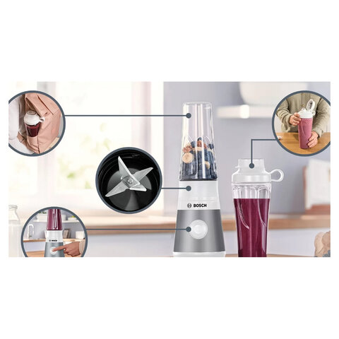 Блендер стационарный BOSCH MMB2111T, 450 Вт, 1 скорость, чаша 0,6 л, пластик, серебристый - фото 8